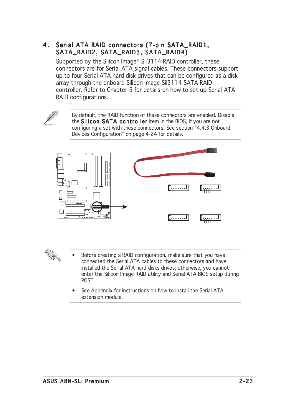 A8n-sli premium sata raid connectors | Asus A8N-SLI Premium User Manual | Page 49 / 182