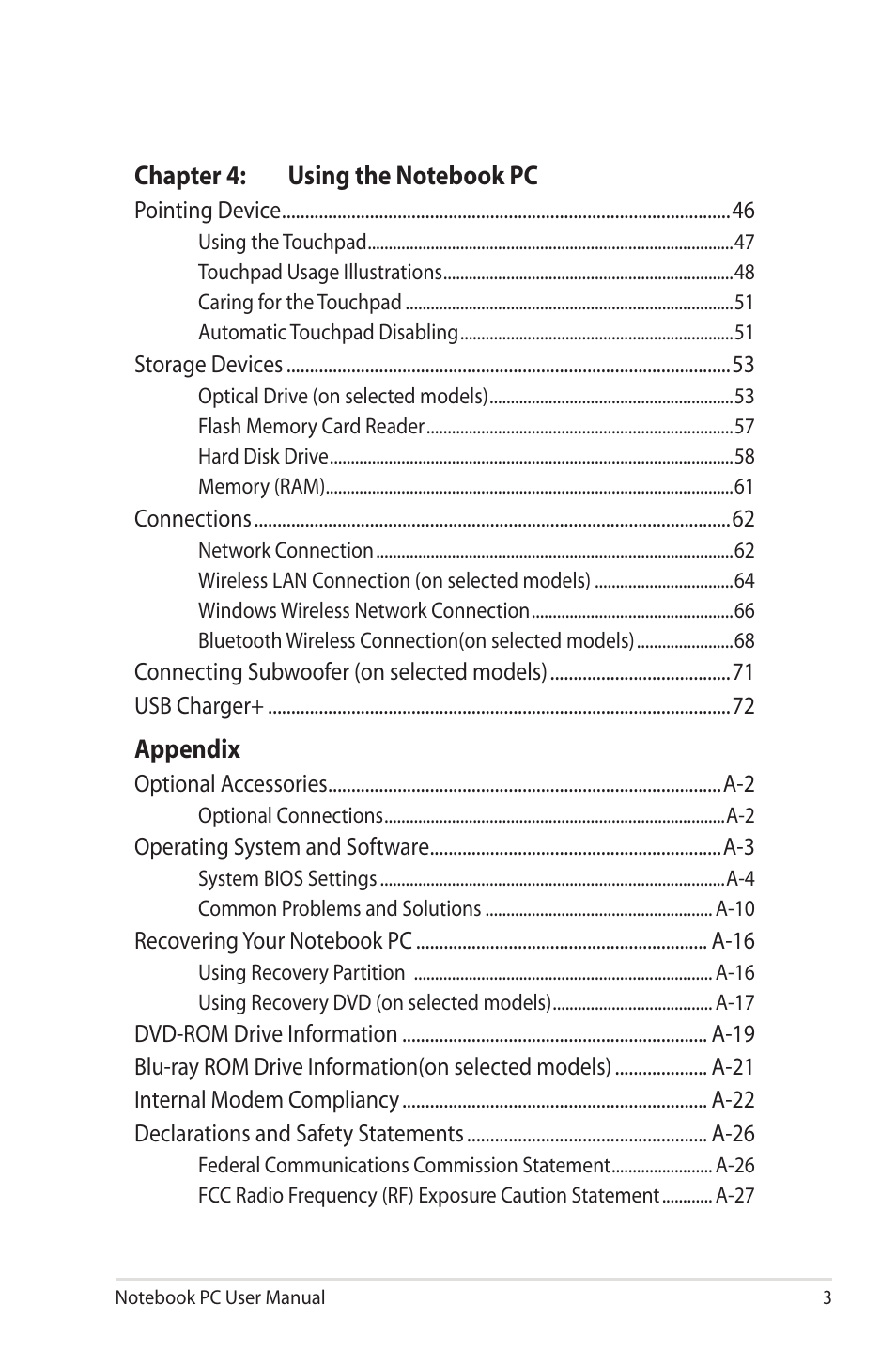 Asus X5QSL User Manual | Page 3 / 114
