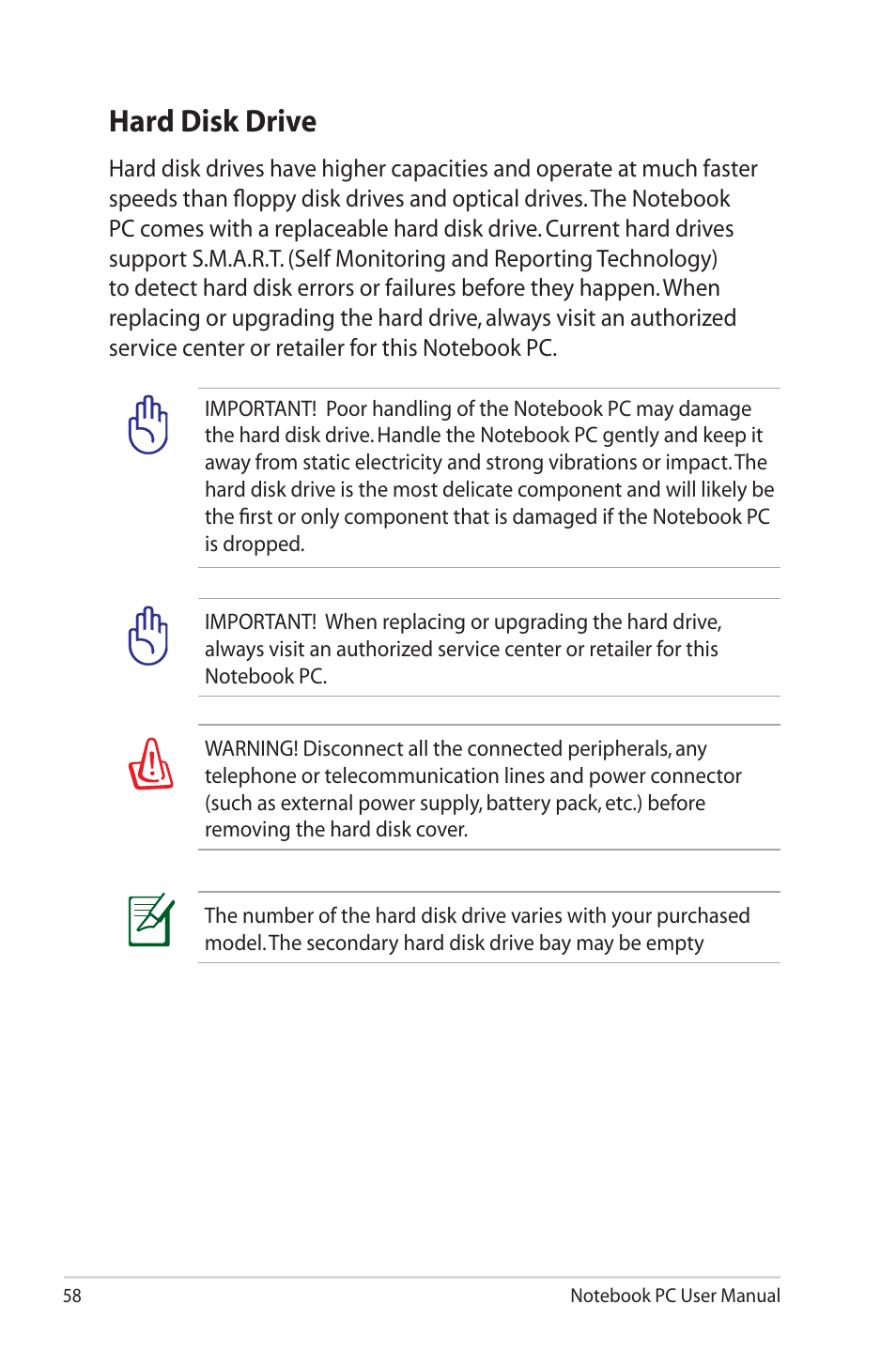 Hard disk drive | Asus X5QSL User Manual | Page 58 / 114