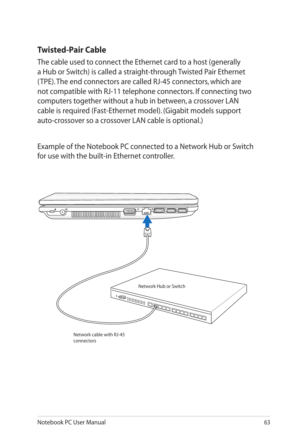 Twisted-pair cable | Asus X5QSL User Manual | Page 63 / 114