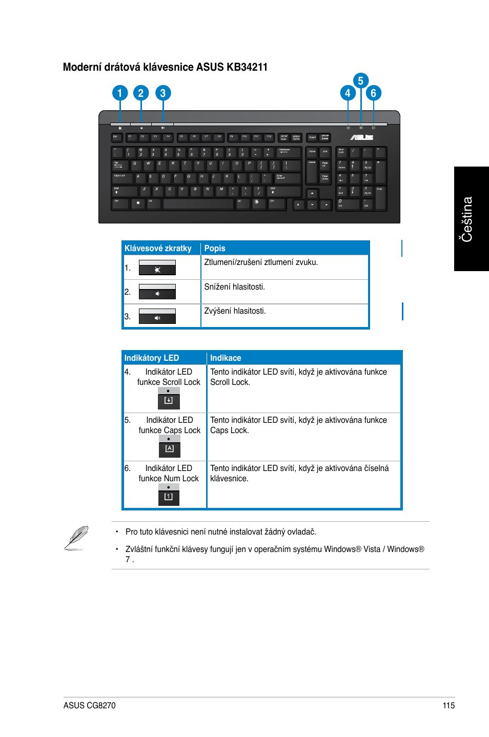 Čeština | Asus CG8270 User Manual | Page 117 / 534