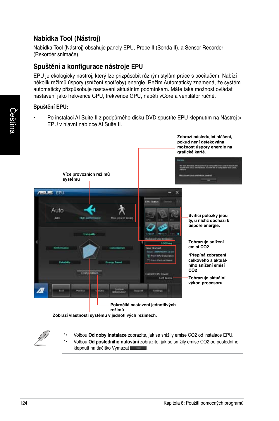 Čeština, Nabídka tool (nástroj), Spuštění a konfigurace nástroje | Asus CG8270 User Manual | Page 126 / 534