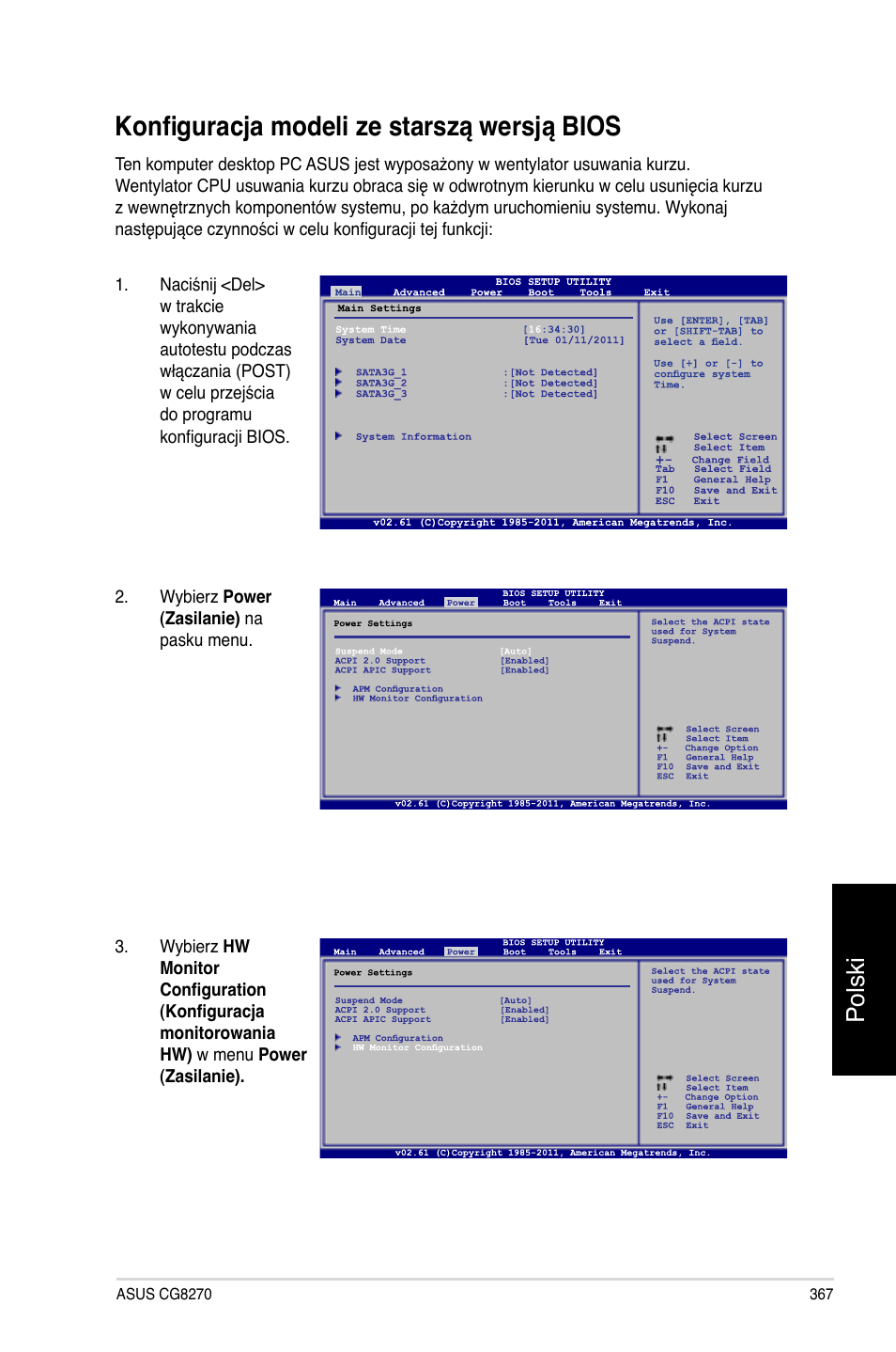 Konfiguracja modeli ze starszą wersją bios, Polski | Asus CG8270 User Manual | Page 369 / 534