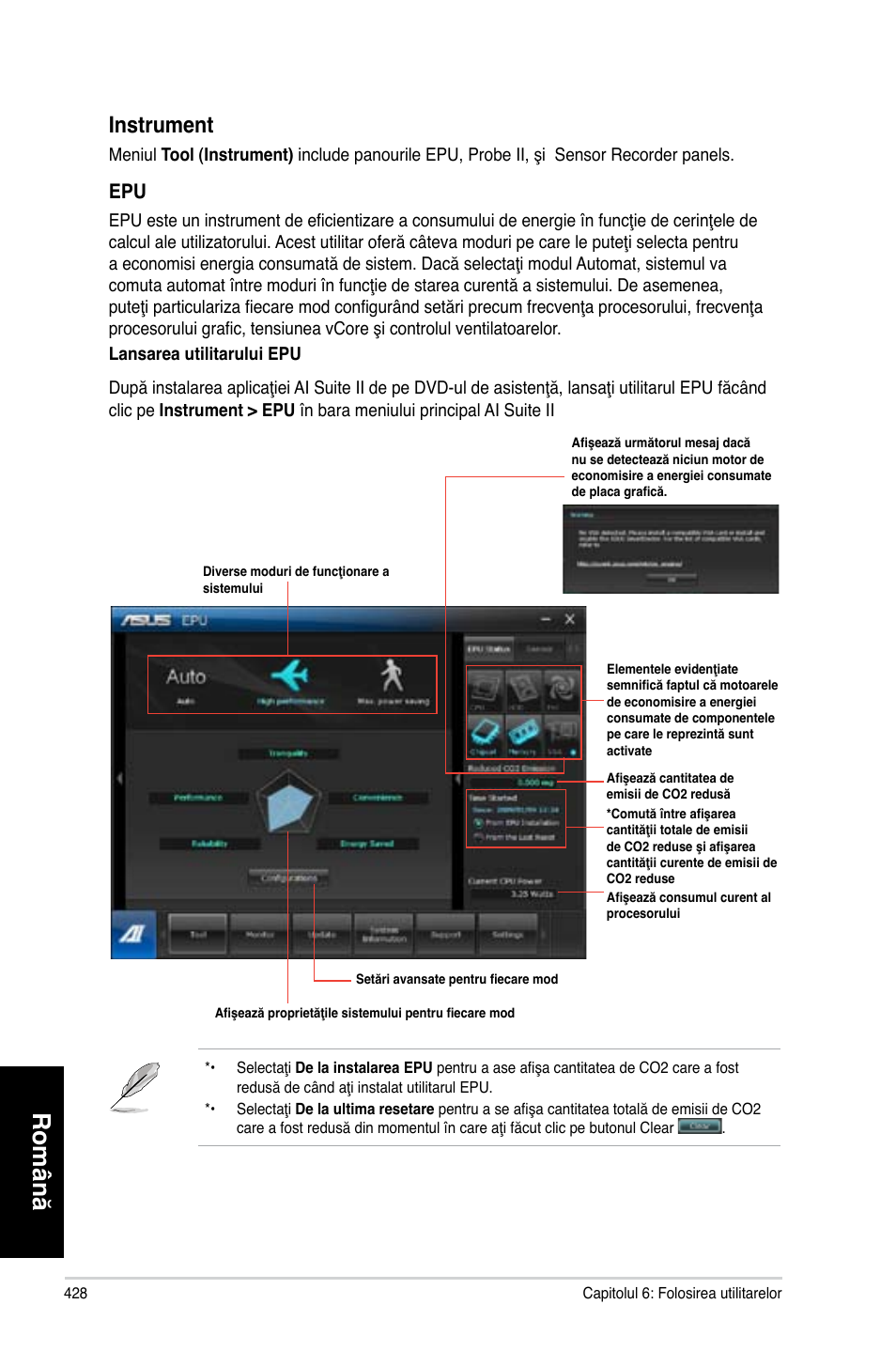 Română, Instrument | Asus CG8270 User Manual | Page 430 / 534