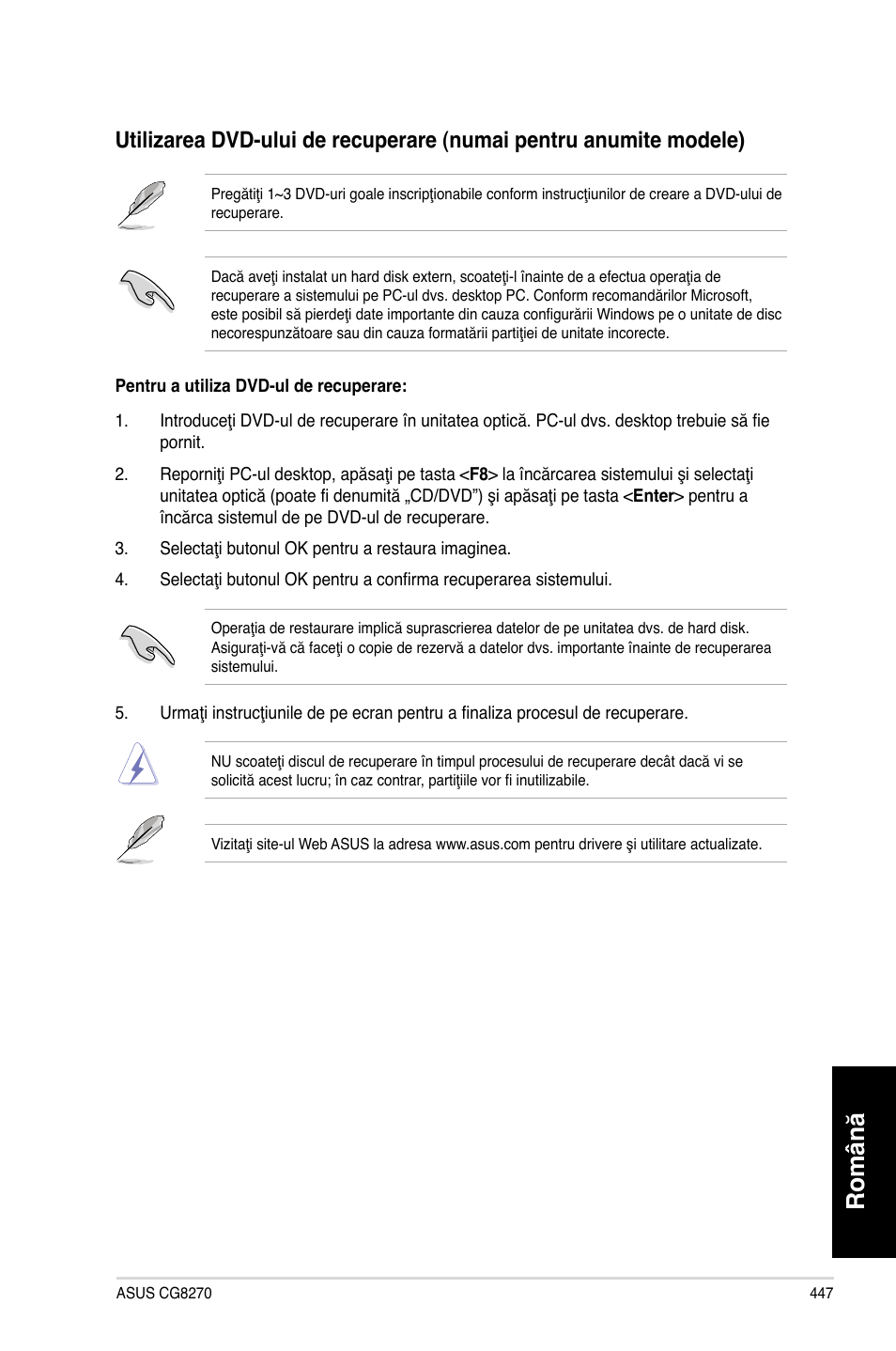 Română | Asus CG8270 User Manual | Page 449 / 534