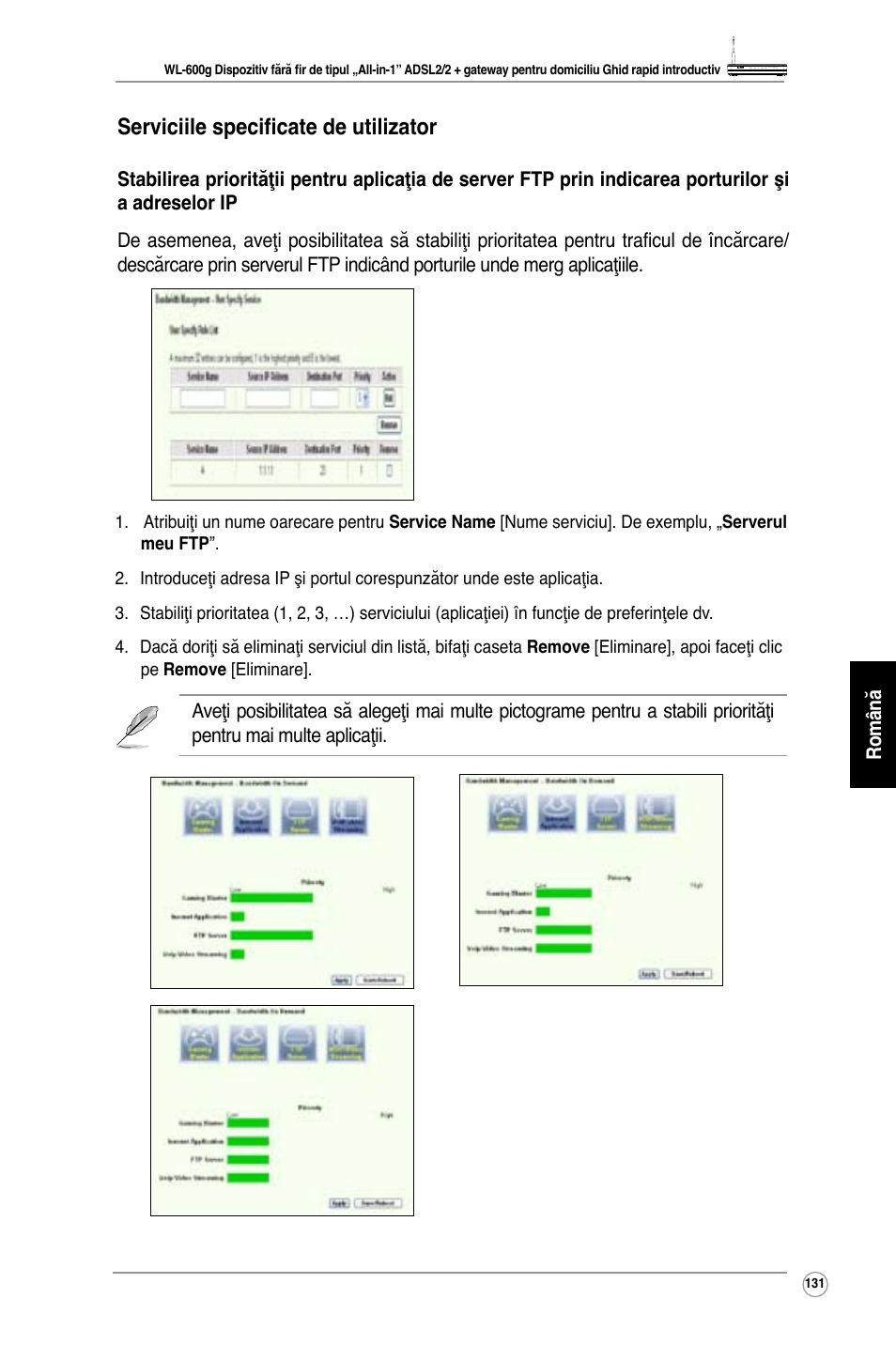 Serviciile specificate de utilizator | Asus WL-600g User Manual | Page 142 / 227