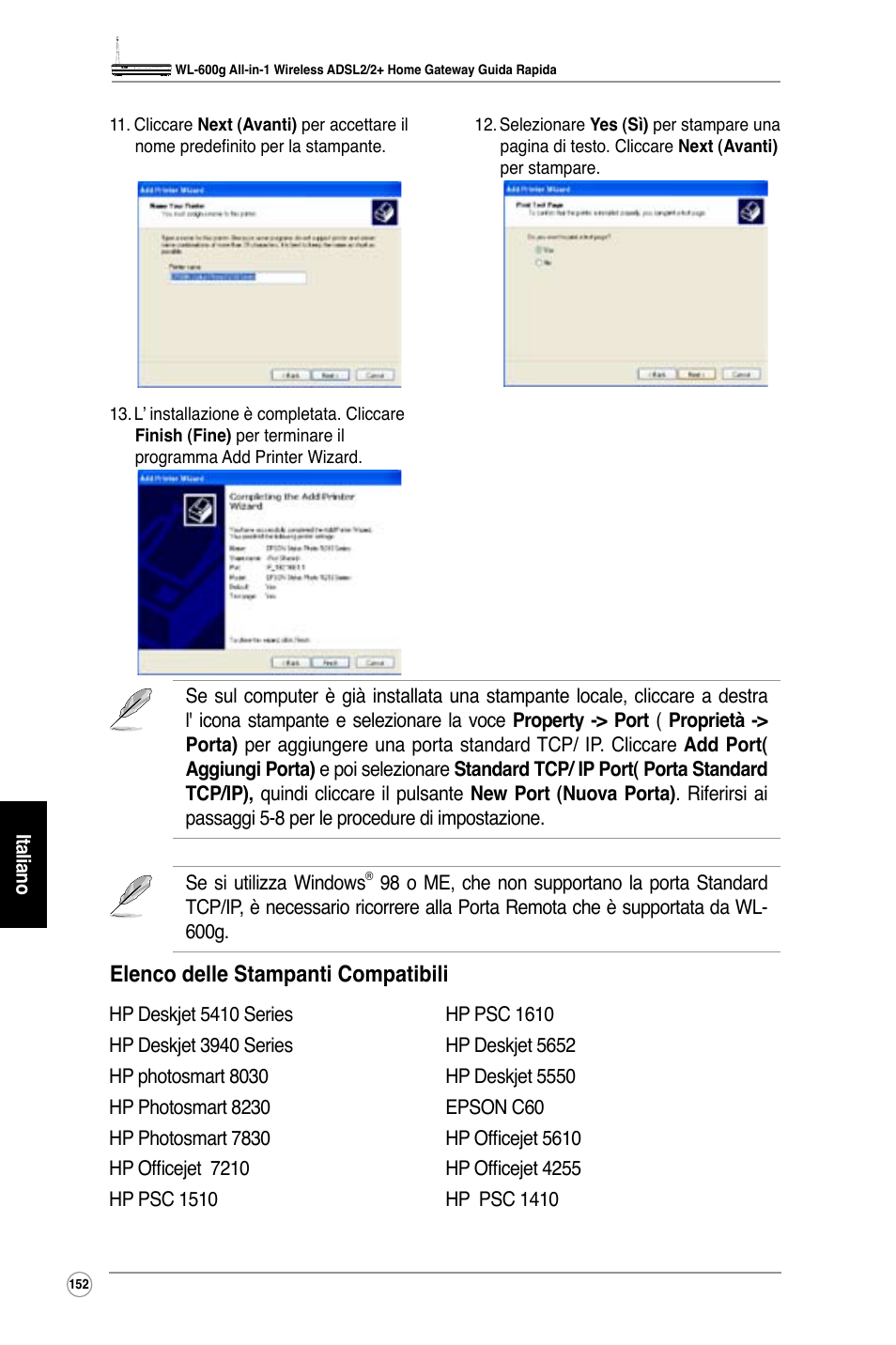 Elenco delle stampanti compatibili | Asus WL-600g User Manual | Page 165 / 227