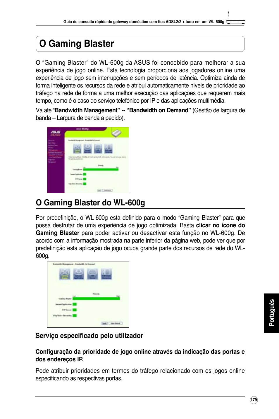 O gaming blaster, O gaming blaster do wl-600g | Asus WL-600g User Manual | Page 194 / 227