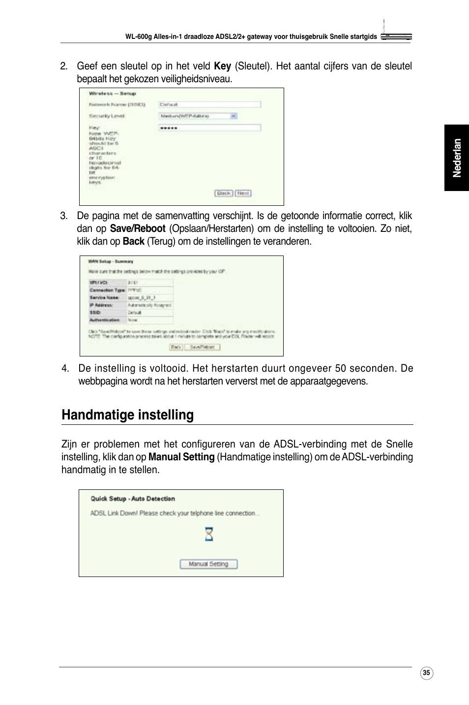 Handmatige instelling | Asus WL-600g User Manual | Page 40 / 227