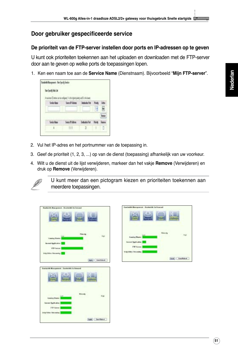 Door gebruiker gespecificeerde service | Asus WL-600g User Manual | Page 56 / 227