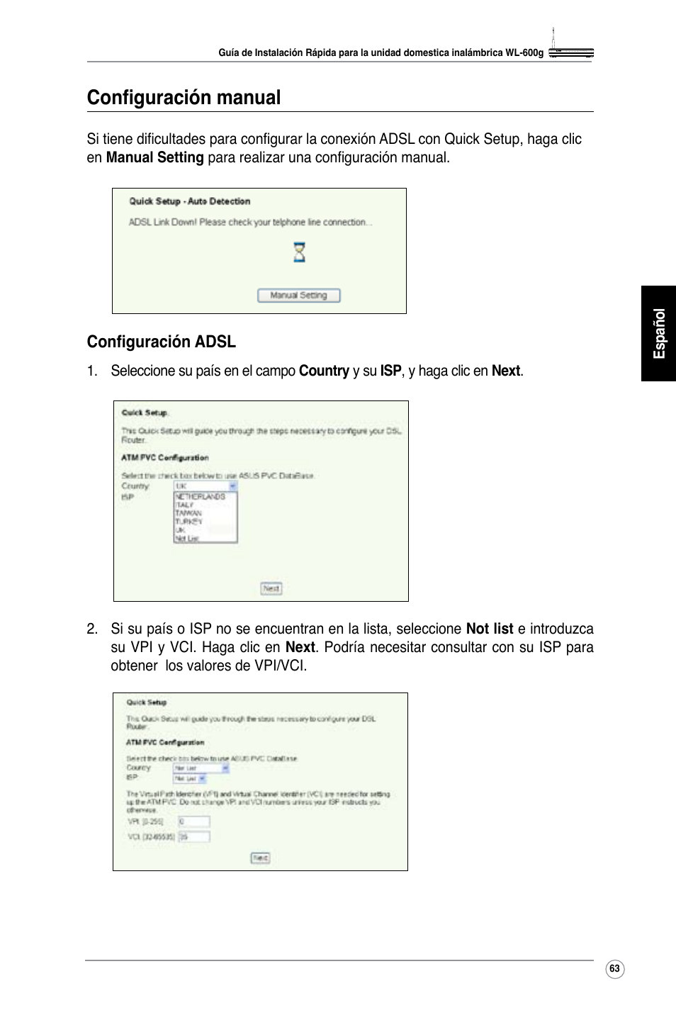 Configuración manual | Asus WL-600g User Manual | Page 70 / 227