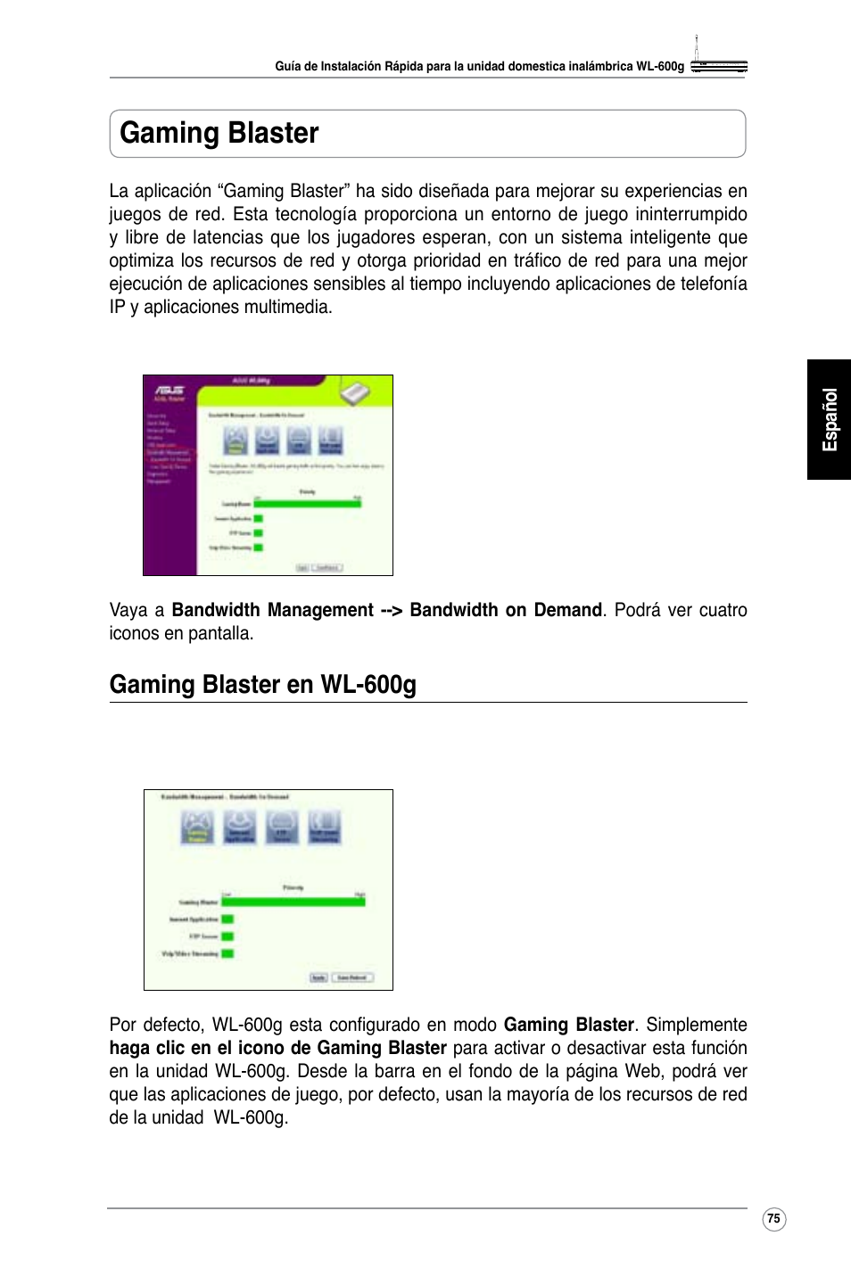 Gaming blaster, Gaming blaster en wl-600g | Asus WL-600g User Manual | Page 82 / 227