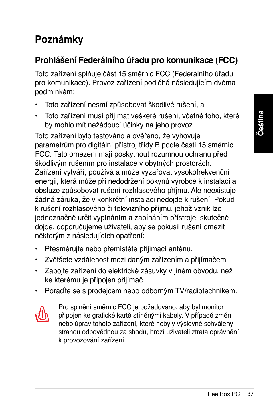 Poznámky, Prohlášení federálního úřadu pro komunikace (fcc) | Asus B202 User Manual | Page 37 / 128