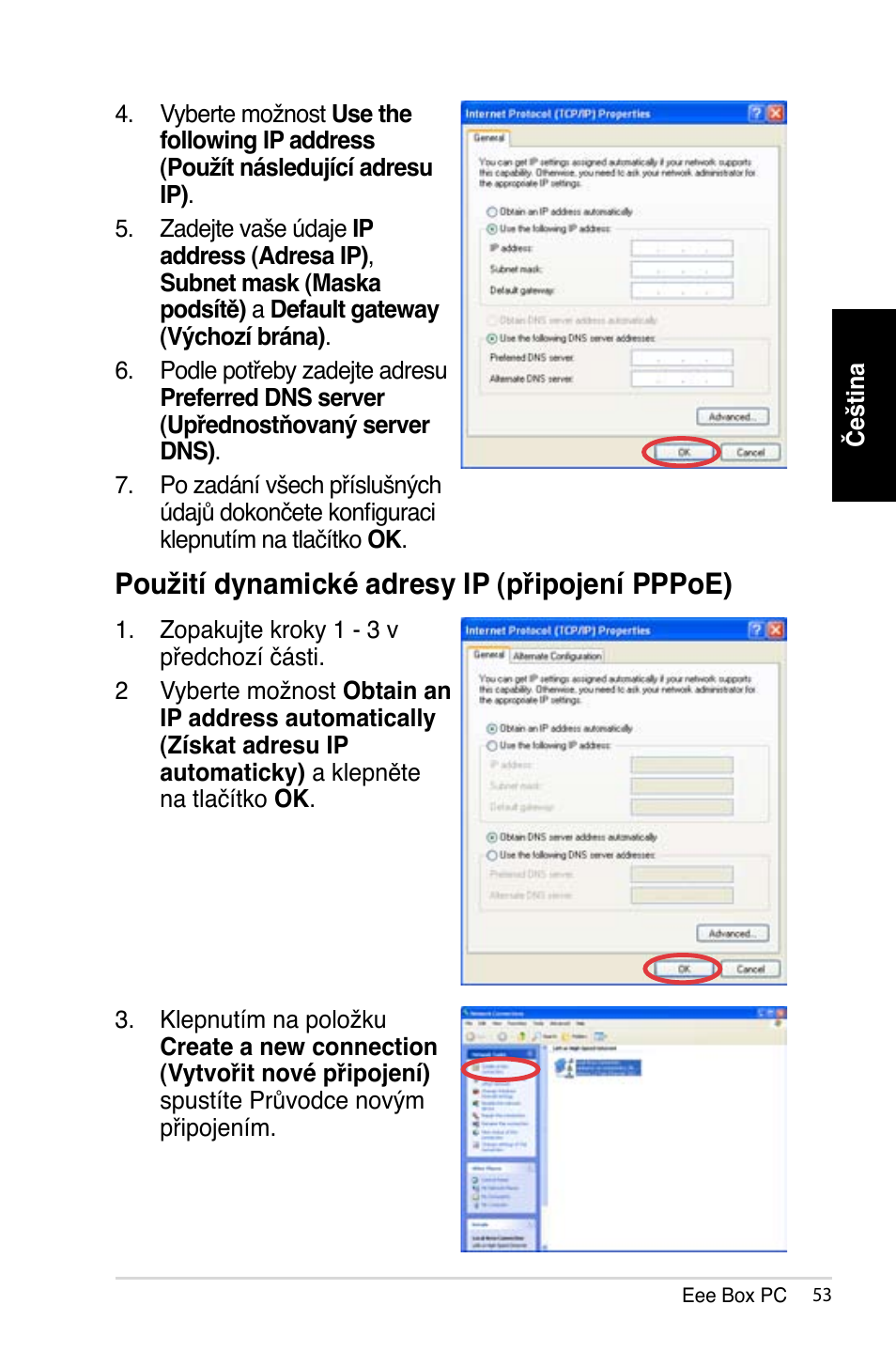 Použití dynamické adresy ip (připojení pppoe) | Asus B202 User Manual | Page 53 / 128