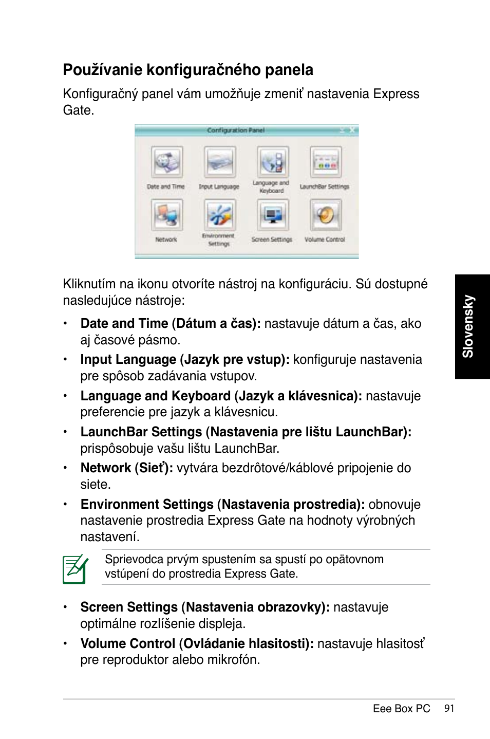 Používanie konfiguračného panela | Asus B202 User Manual | Page 91 / 128