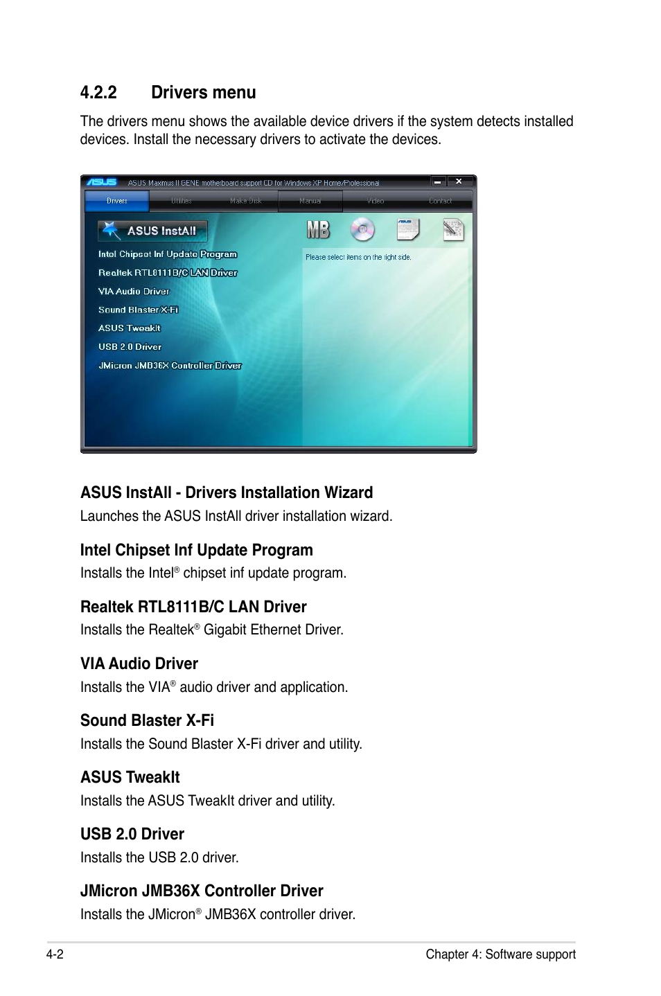 2 drivers menu | Asus Maximus II Gene User Manual | Page 124 / 174