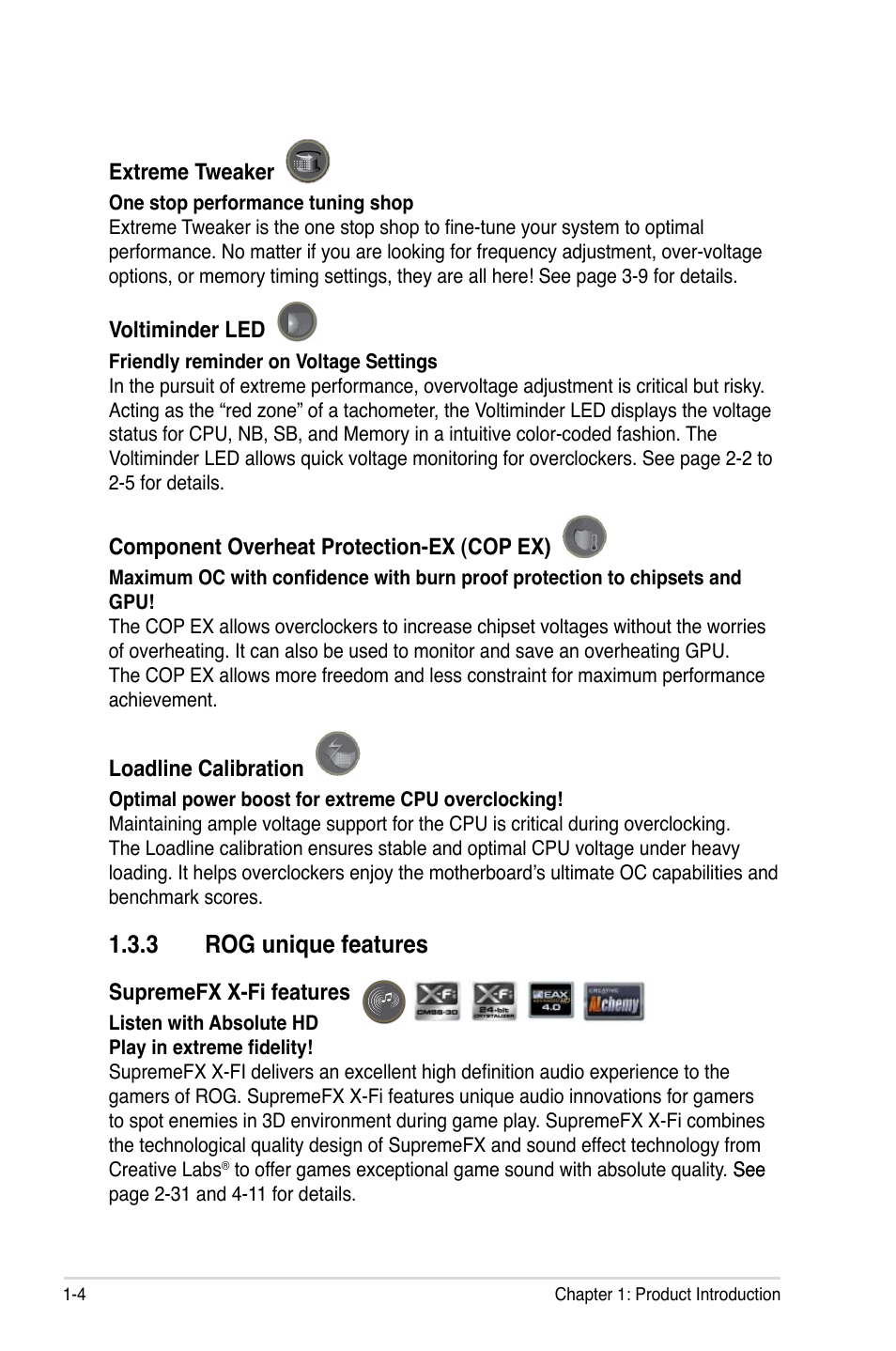 3 rog unique features | Asus Maximus II Gene User Manual | Page 20 / 174