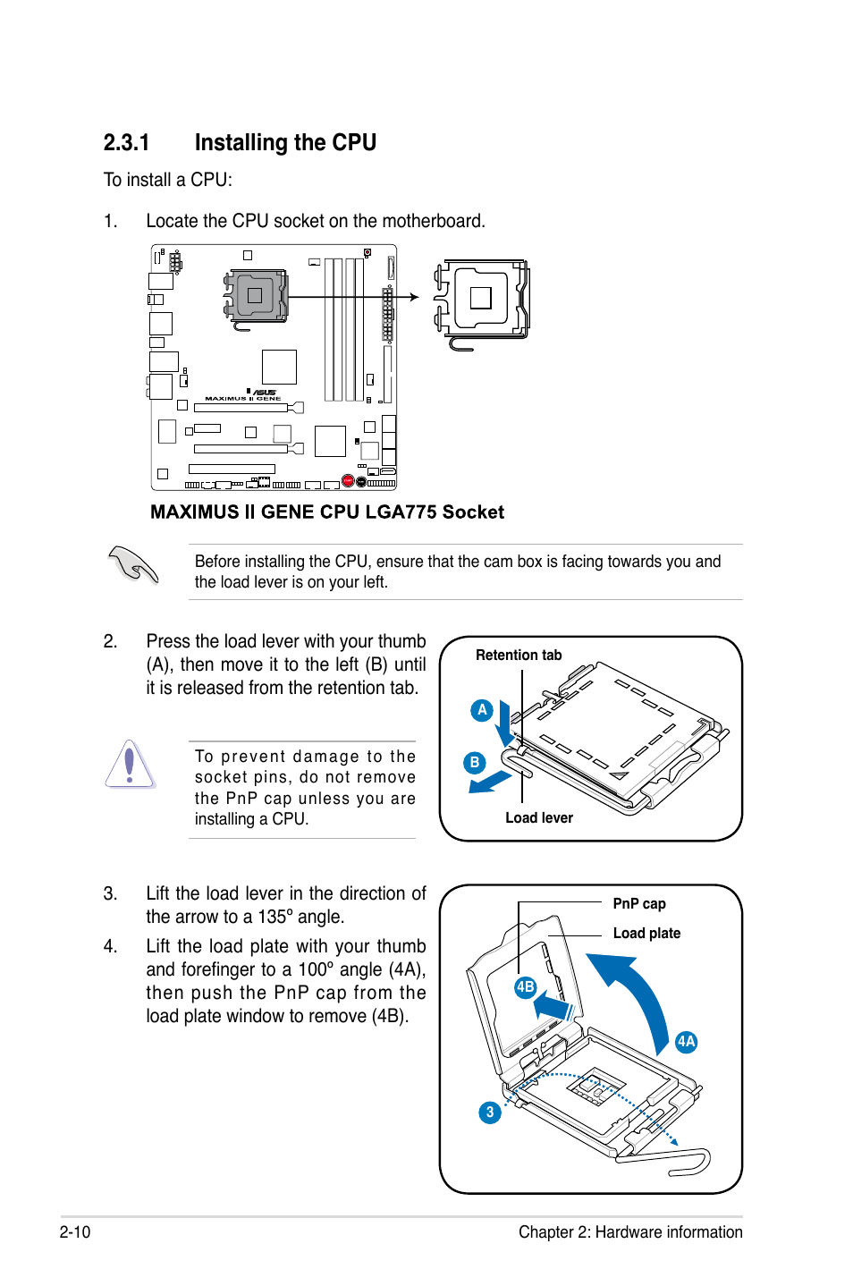 1 installing the cpu | Asus Maximus II Gene User Manual | Page 34 / 174