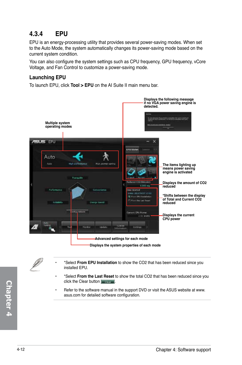 4 epu, Epu -12, Chapter 4 | Launching epu | Asus M5A99X EVO R2.0 User Manual | Page 128 / 180