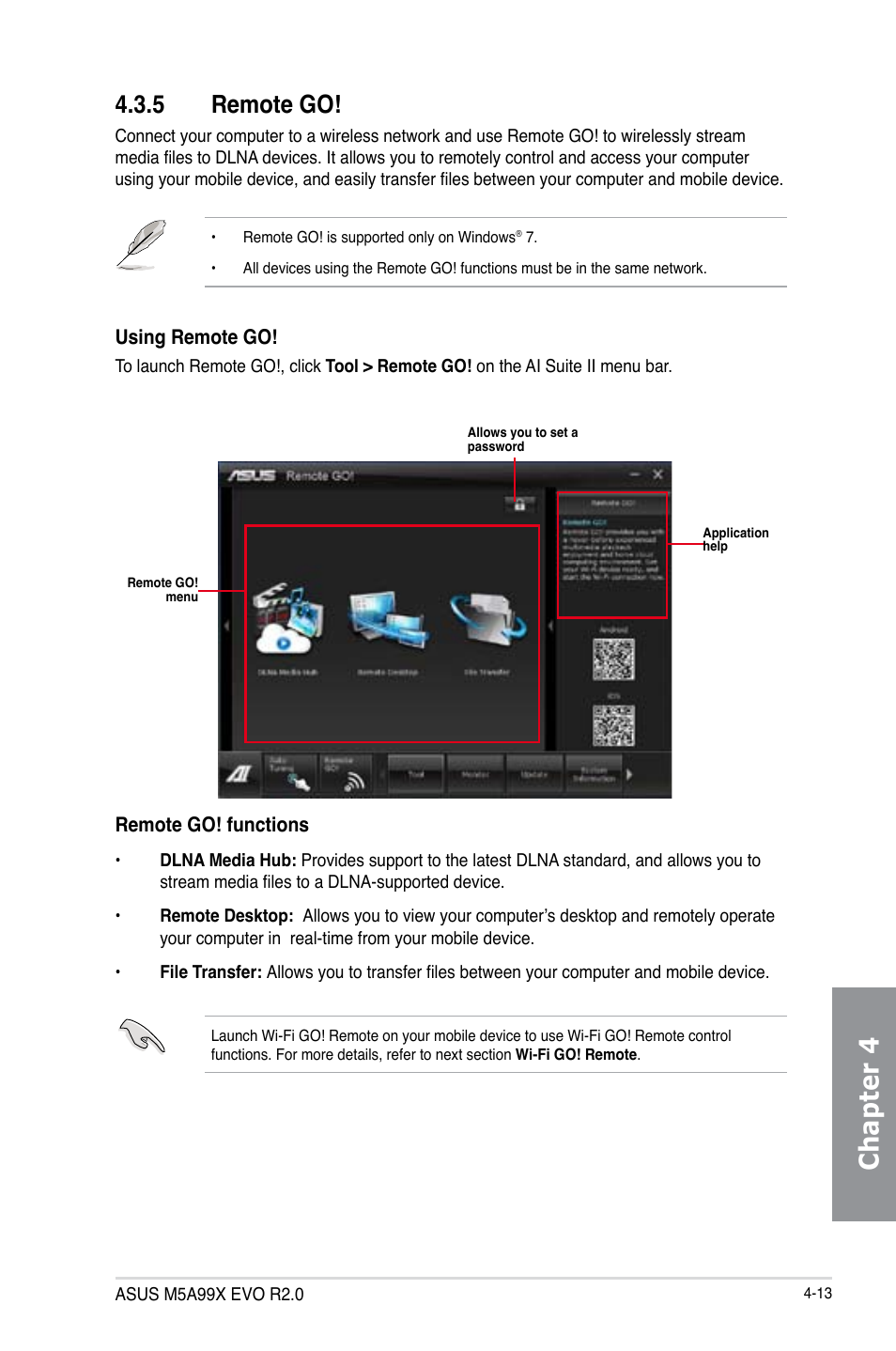 5 remote go, Remote go! -13, Chapter 4 | Asus M5A99X EVO R2.0 User Manual | Page 129 / 180