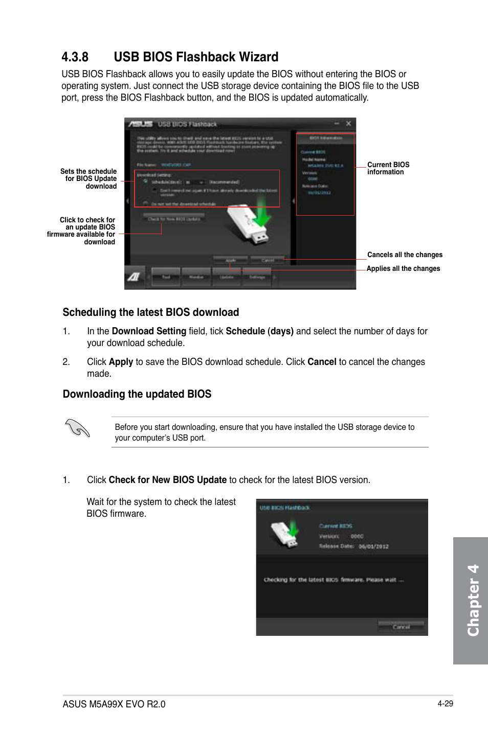 8 usb bios flashback wizard, Usb bios flashback wizard -29, Chapter 4 | Asus M5A99X EVO R2.0 User Manual | Page 145 / 180