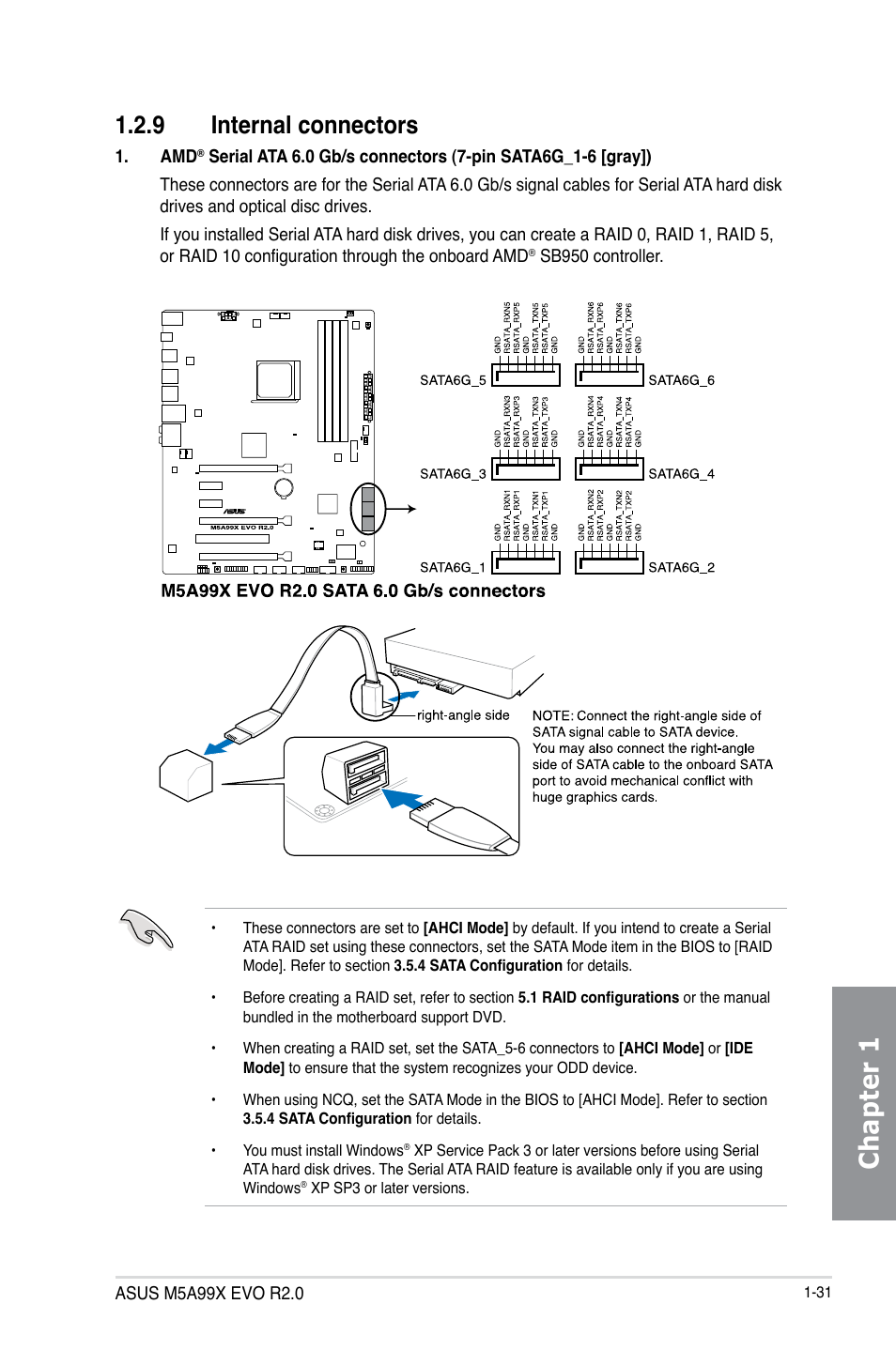 9 internal connectors, Internal connectors -31, Chapter 1 | Asus M5A99X EVO R2.0 User Manual | Page 45 / 180