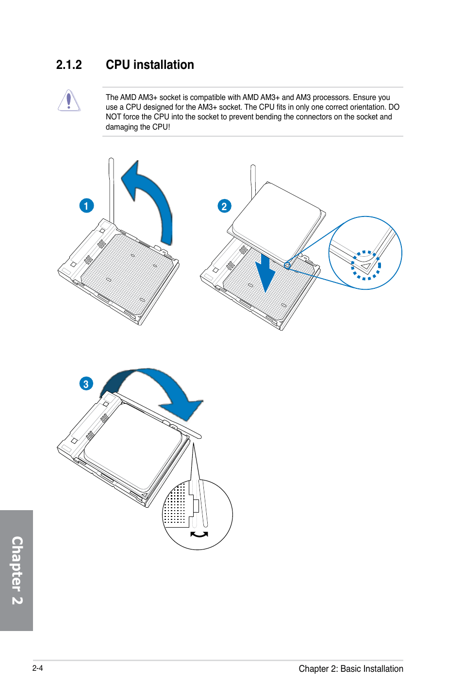 2 cpu installation, Cpu installation -4, Chapter 2 | Asus M5A99X EVO R2.0 User Manual | Page 58 / 180