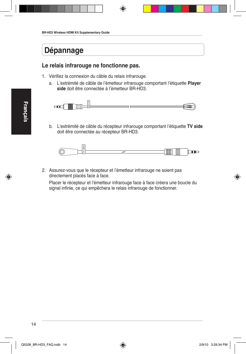 Dépannage, Fr ançais, Le relais infrarouge ne fonctionne pas | Asus BR-HD3 User Manual | Page 15 / 88