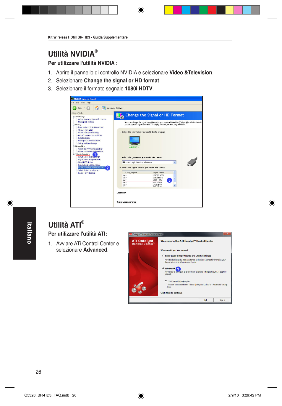 Utilità nvidia, Utilità ati, Italiano | Asus BR-HD3 User Manual | Page 27 / 88