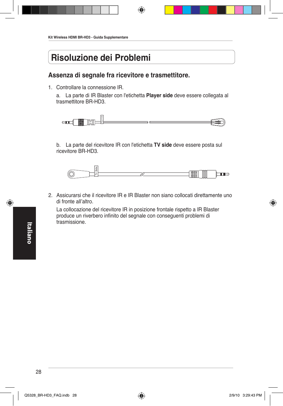 Risoluzione dei problemi, Italiano, Assenza di segnale fra ricevitore e trasmettitore | Asus BR-HD3 User Manual | Page 29 / 88