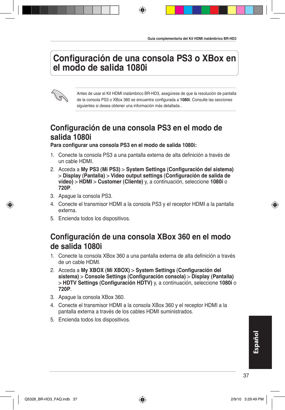 Español | Asus BR-HD3 User Manual | Page 38 / 88