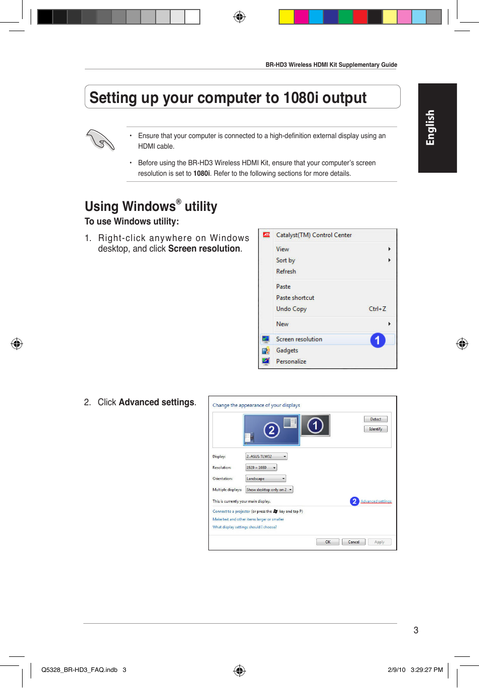 Setting up your computer to 1080i output, Using windows, Utility | English | Asus BR-HD3 User Manual | Page 4 / 88