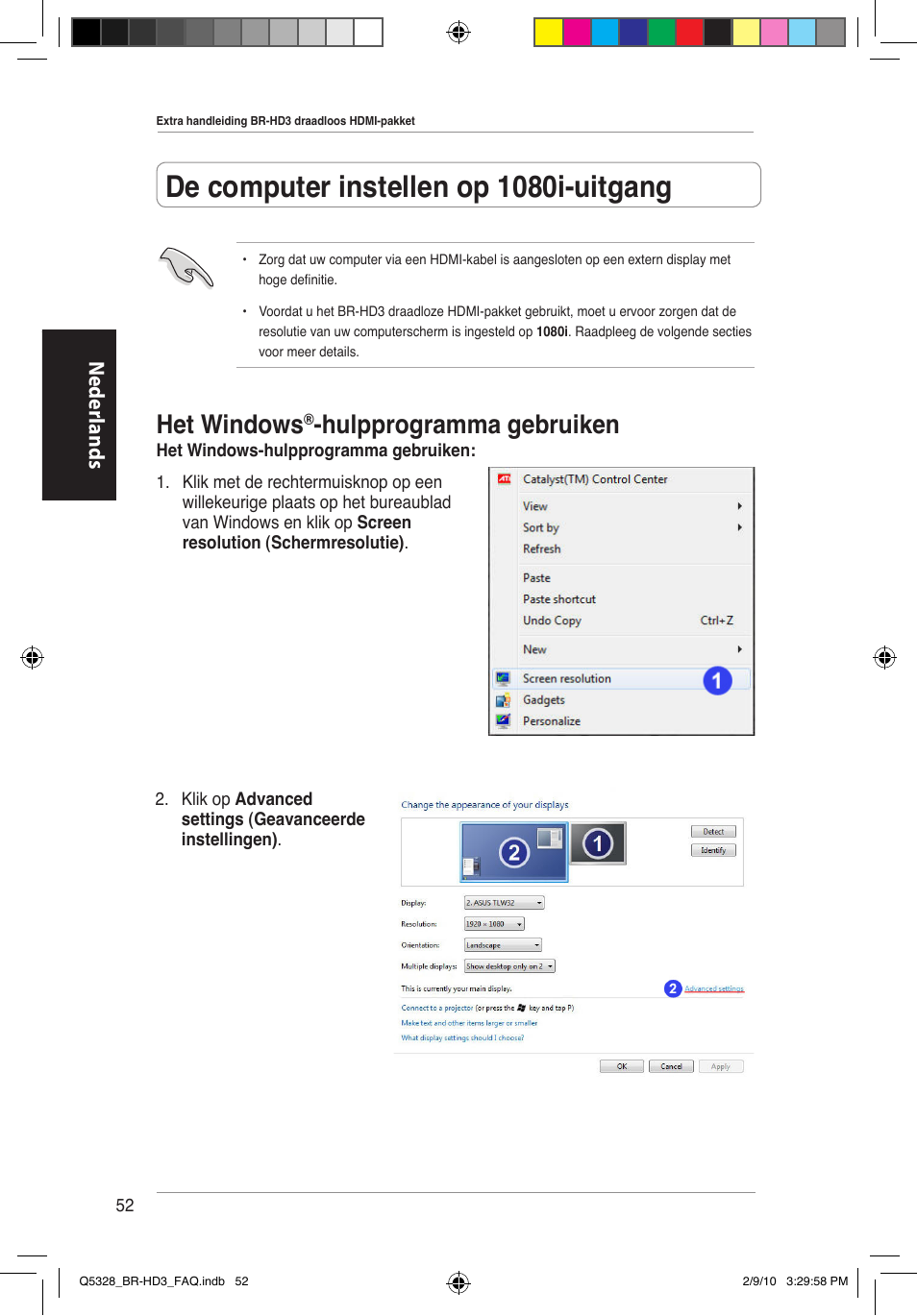 De computer instellen op 1080i-uitgang, Het windows, Hulpprogramma gebruiken | Neder lands | Asus BR-HD3 User Manual | Page 53 / 88