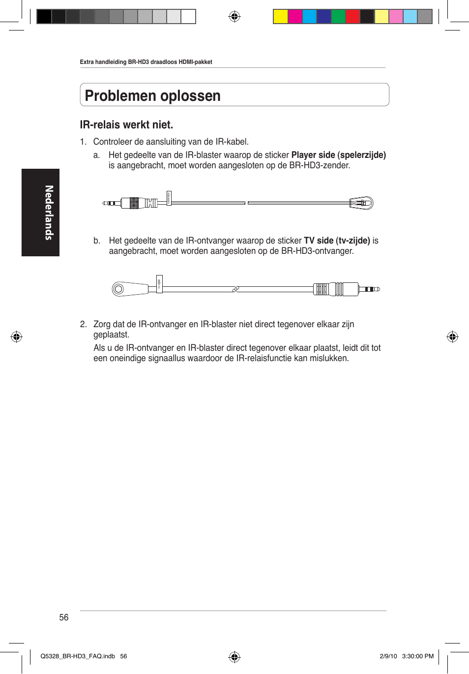 Problemen oplossen, Neder lands, Ir-relais werkt niet | Asus BR-HD3 User Manual | Page 57 / 88