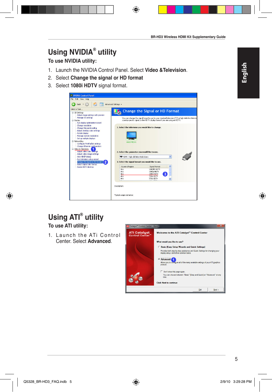 Using nvidia, Utility, Using ati | English | Asus BR-HD3 User Manual | Page 6 / 88