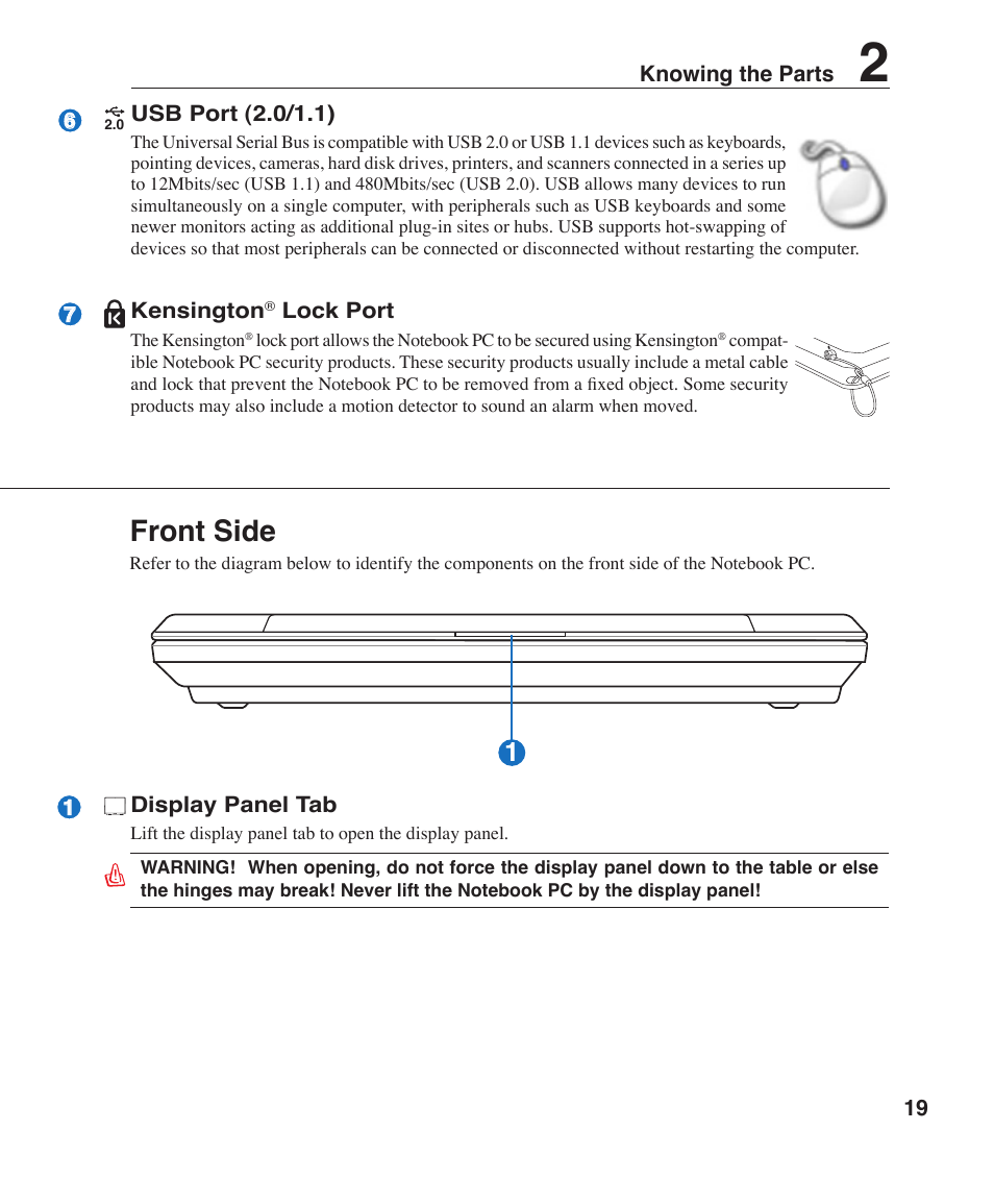 Front side | Asus S6F User Manual | Page 19 / 67