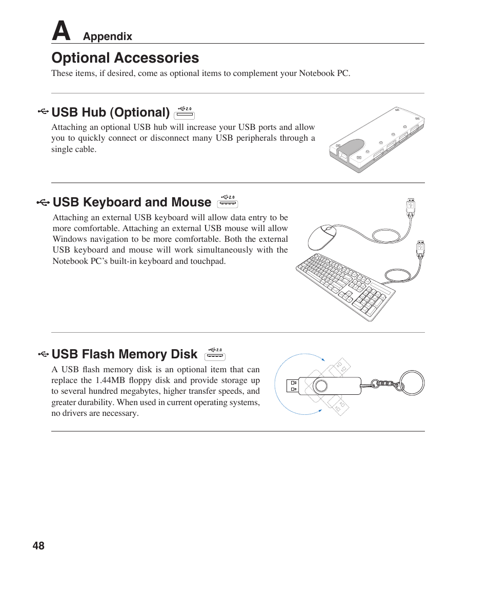 Optional accessories | Asus S6F User Manual | Page 48 / 67