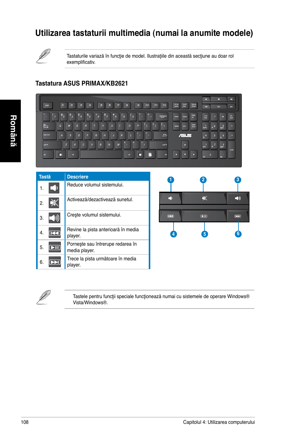 Română | Asus CM6870 User Manual | Page 110 / 212