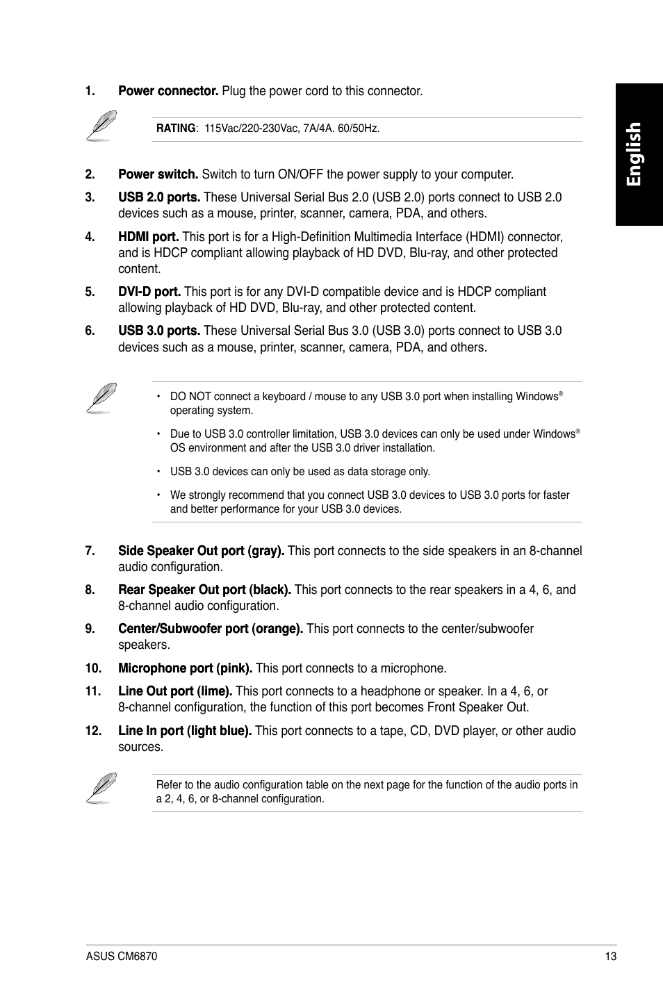 English | Asus CM6870 User Manual | Page 15 / 212