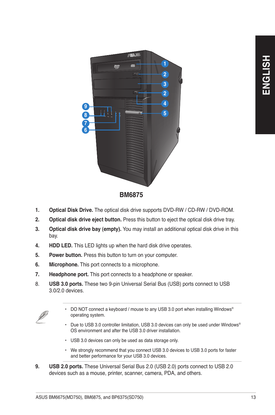 En g lis h en g li sh | Asus BP6375 User Manual | Page 13 / 70