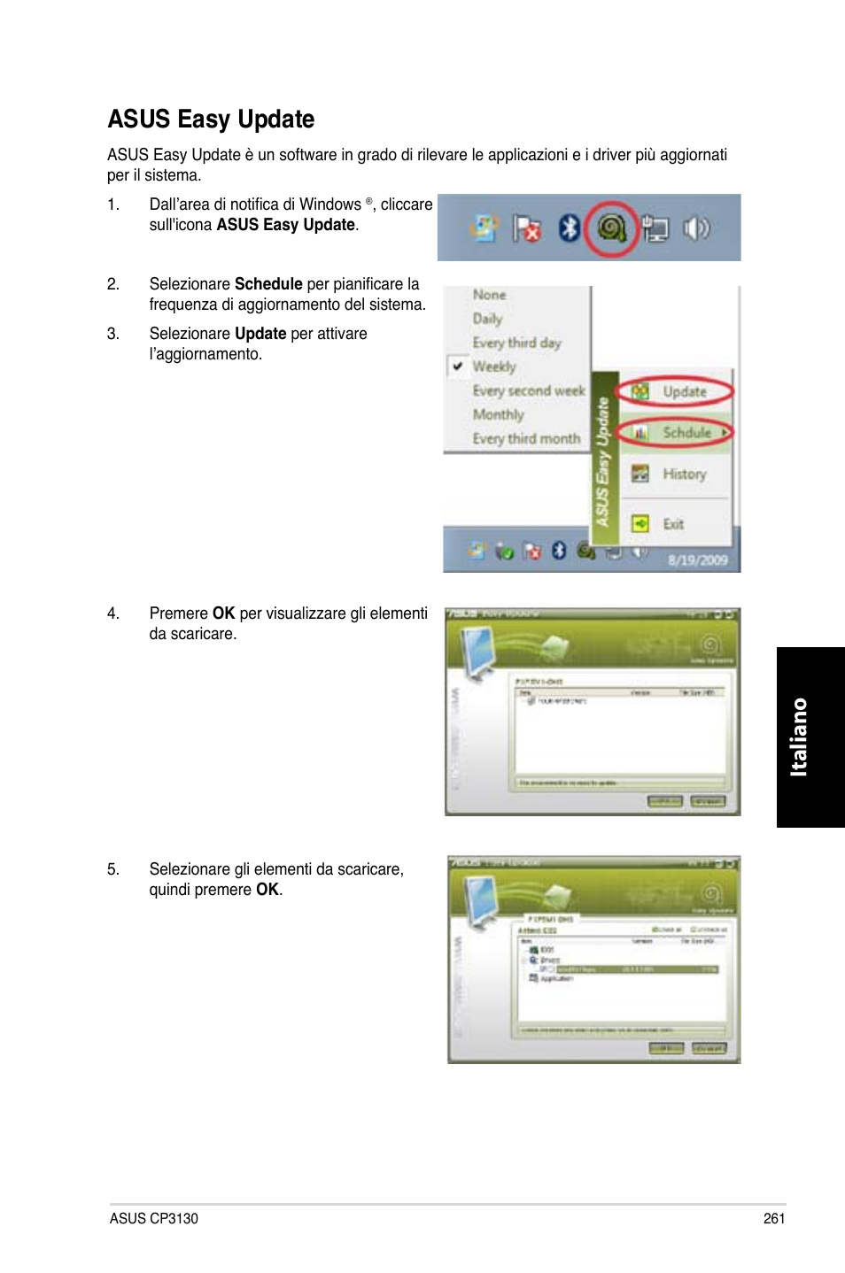 Asus easy update, Asus.easy.update, Italiano | Asus CP3130 User Manual | Page 263 / 480