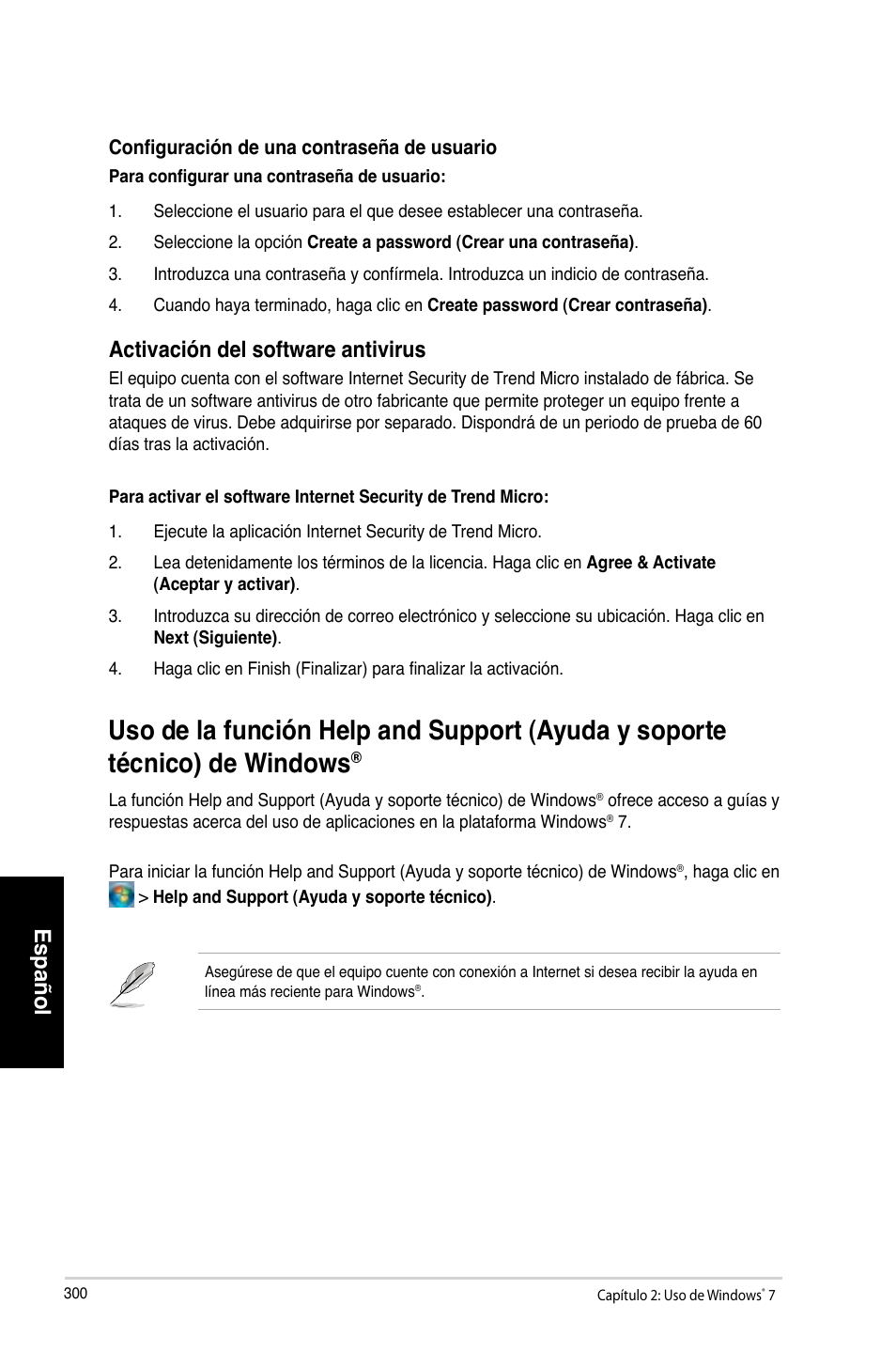 Español, Activación.del.software.antivirus | Asus CP3130 User Manual | Page 302 / 480