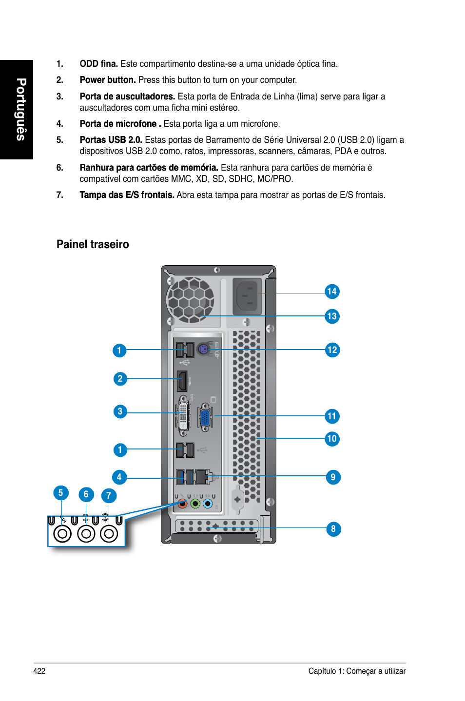 Português, Painel.traseiro | Asus CP3130 User Manual | Page 424 / 480