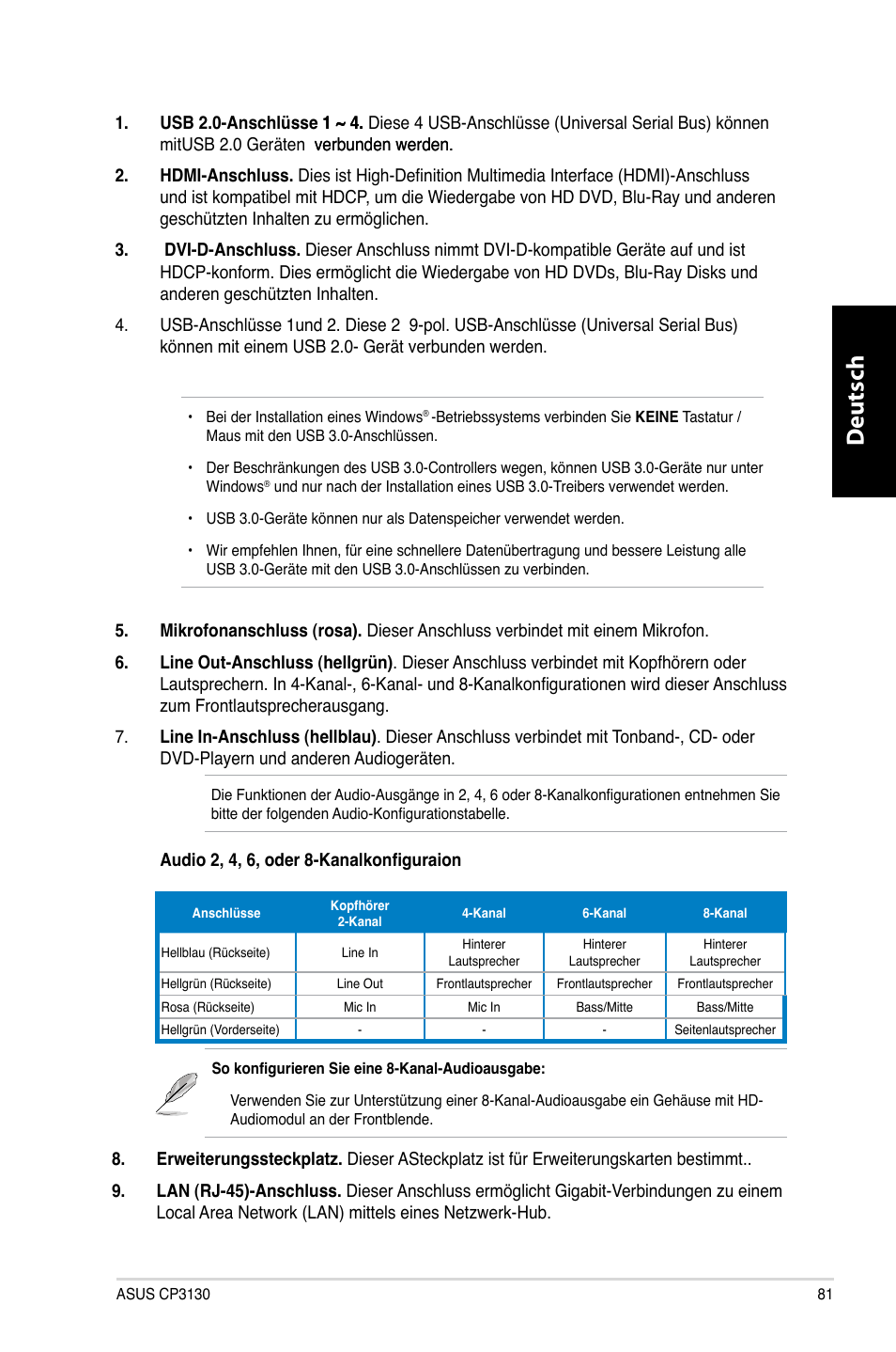 Deutsch d eutsch | Asus CP3130 User Manual | Page 83 / 480