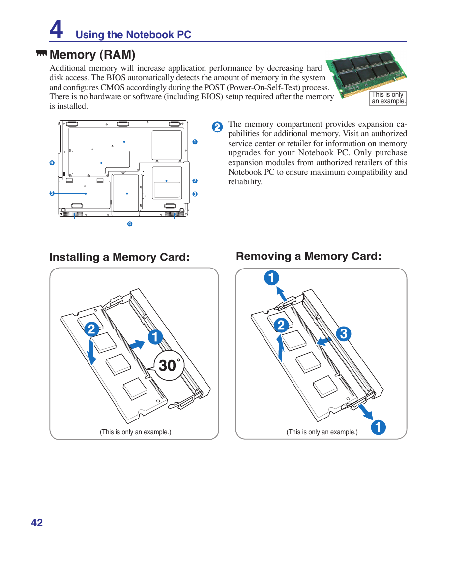 Memory (ram) | Asus T12Ug User Manual | Page 42 / 76