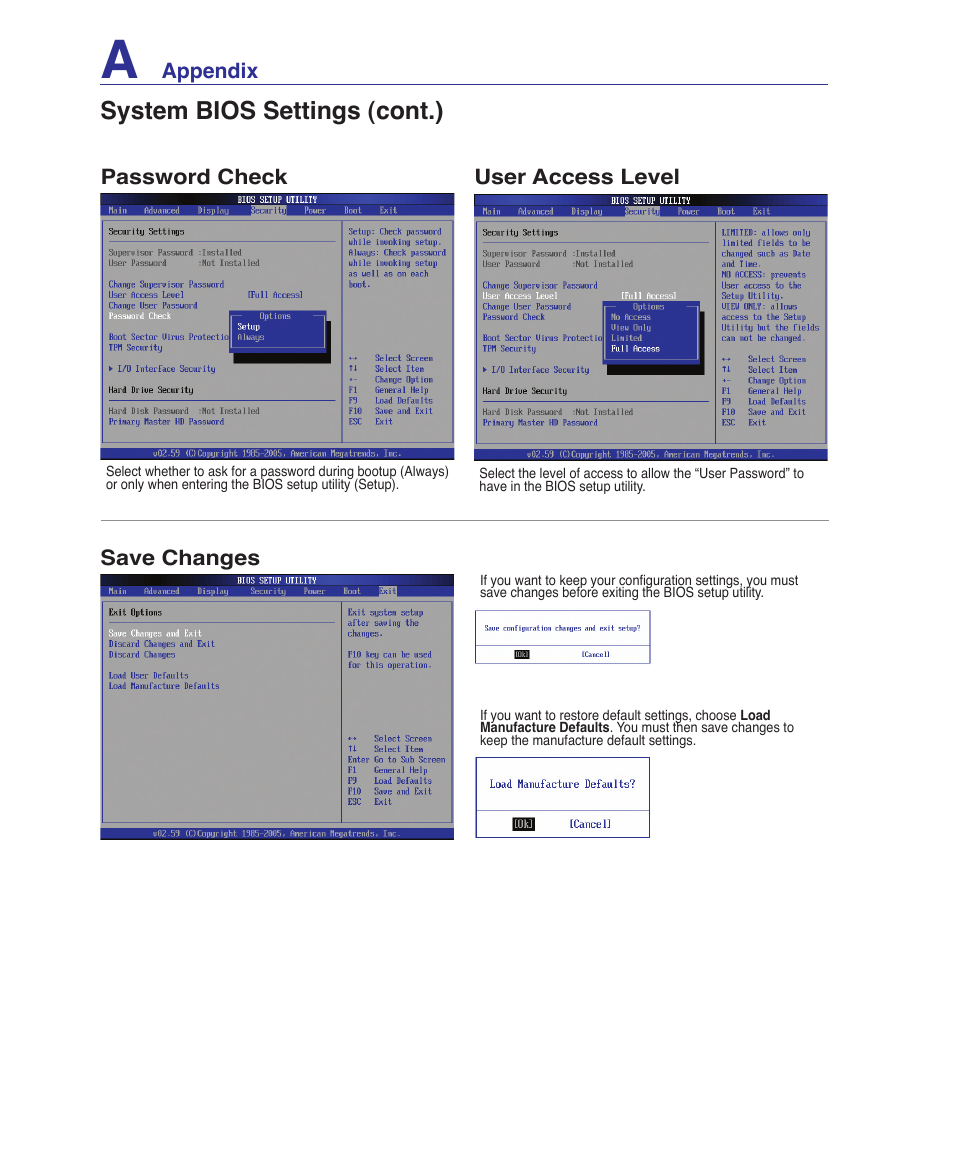 System bios settings (cont.) | Asus T12Ug User Manual | Page 56 / 76