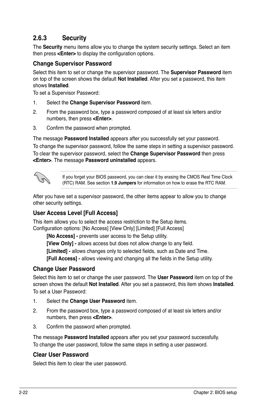 3 security, Security -22, Security | Asus P5QL SE User Manual | Page 58 / 60