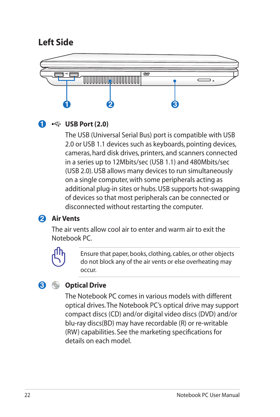 Left side | Asus X7DSL User Manual | Page 22 / 120