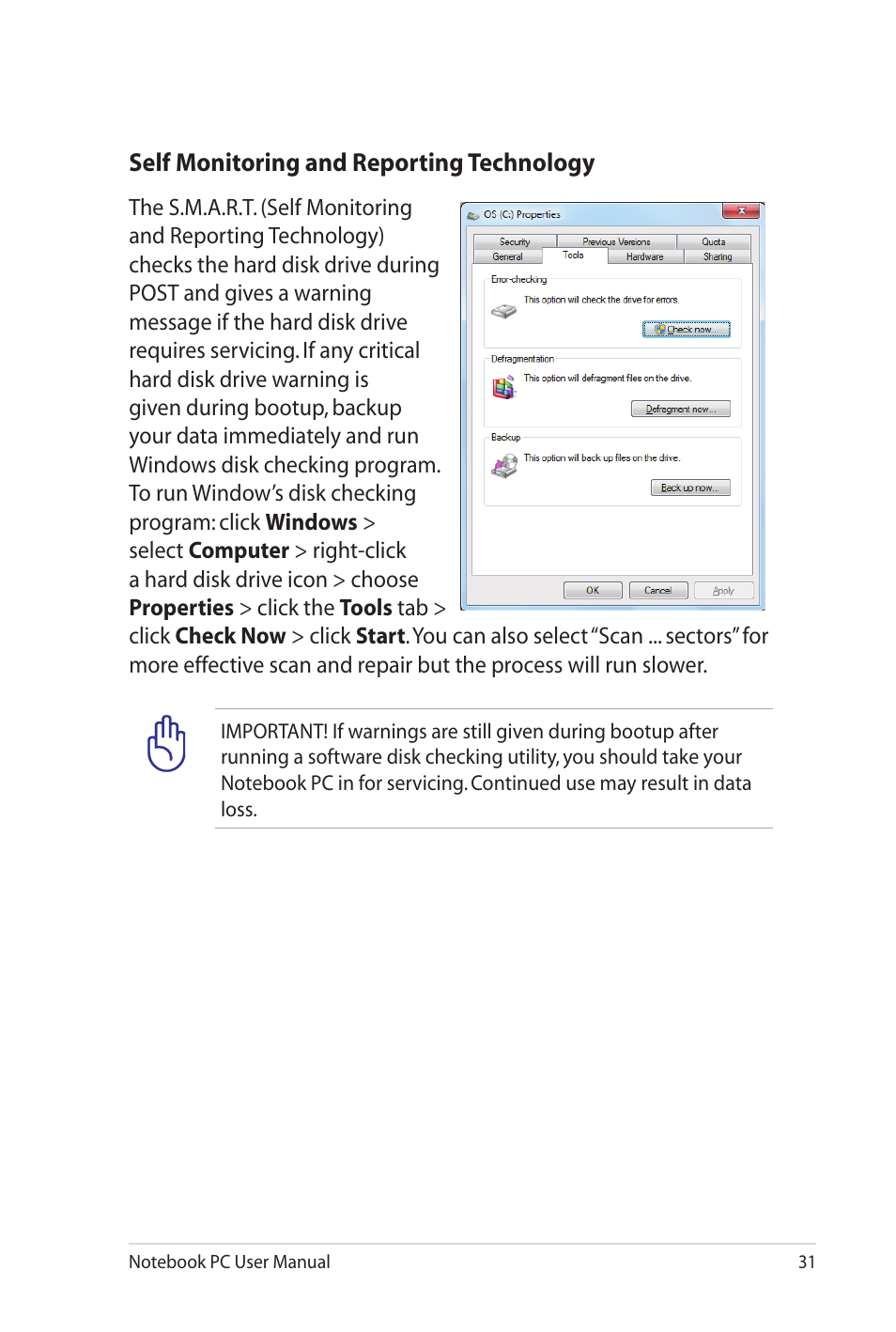 Self monitoring and reporting technology | Asus X7DSL User Manual | Page 31 / 120