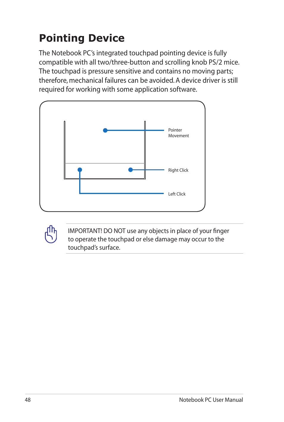 Pointing device | Asus X7DSL User Manual | Page 48 / 120